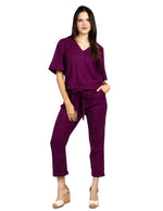 Pantalones Para Mujer Tipo Lino Con Cinta W51102 Uva