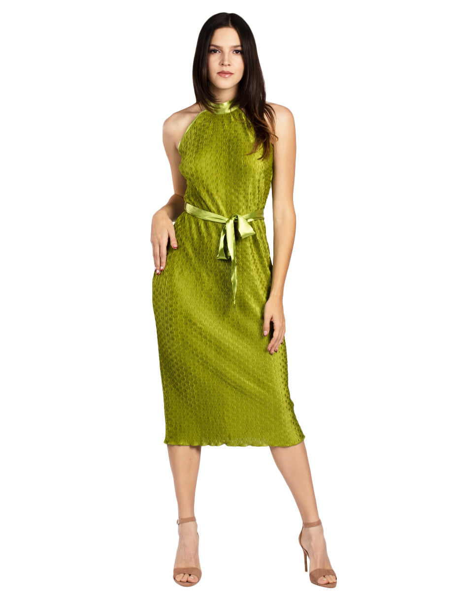 Vestidos Para Mujer Halter Midi Corrugado S51111 Olivo