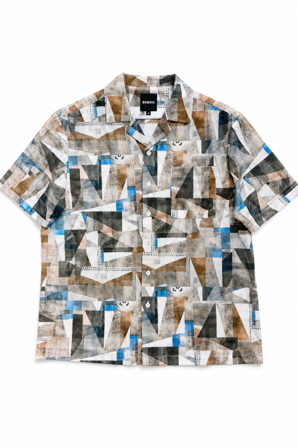 Camisa para Hombre Manga Corta Estampada Tejida Ligera Antiarrugas Crochet B61460 Verde