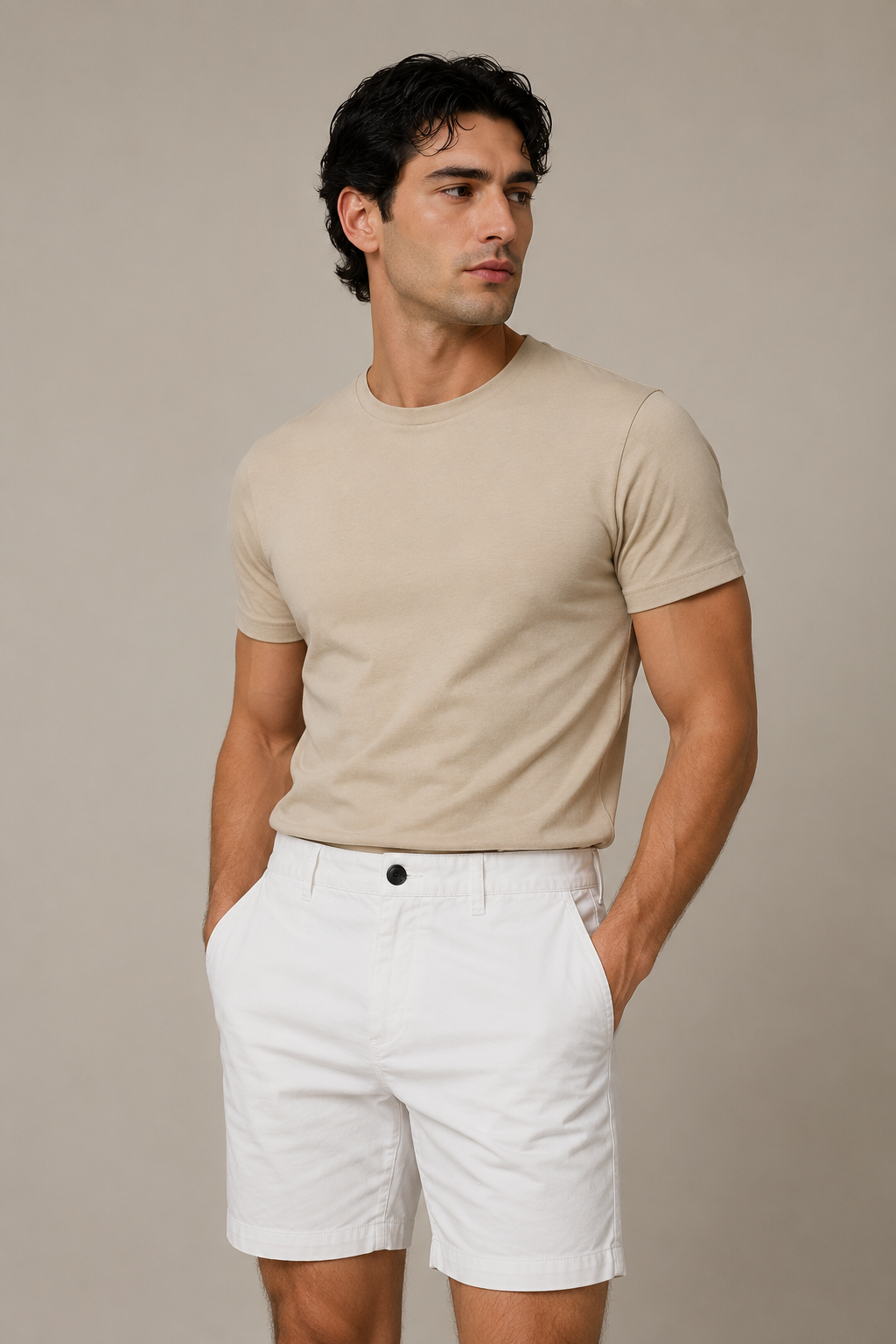Bermudas Para Hombre De Gabardina Spandex Algodón GBRABSON Blanco