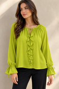 Blusas Para Mujer Lisa Bohemia Con Olanes N53123 Limon