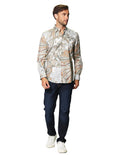 Camisas Para Hombre Manga Larga Estampado Paisley B45503 Blanco