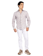 Camisas Para Hombre Estampada Tipo Lino B51326 Kaki