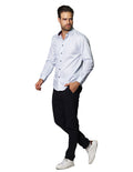 Camisas Para Hombre De Manga Larga Con Estampado De Puntos Slim Fit B35304 2