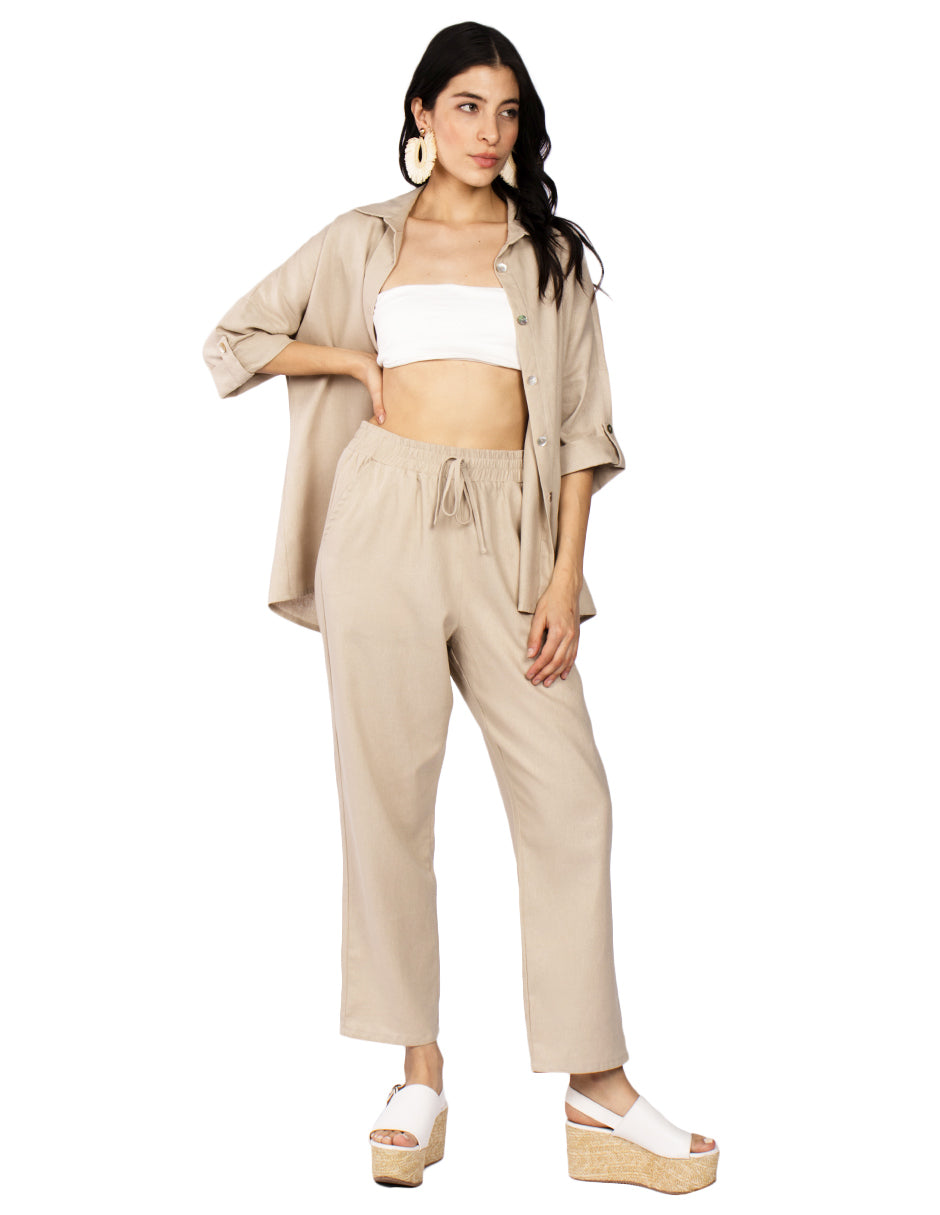 Pantalones Para Mujer Ligero Con Jareta W51114 Arena