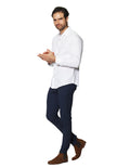 Camisas Para Hombre Manga Larga Lisa B45304 Blanco