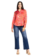 Blusas Para Mujer Camisera Satinada N51110 Rojo