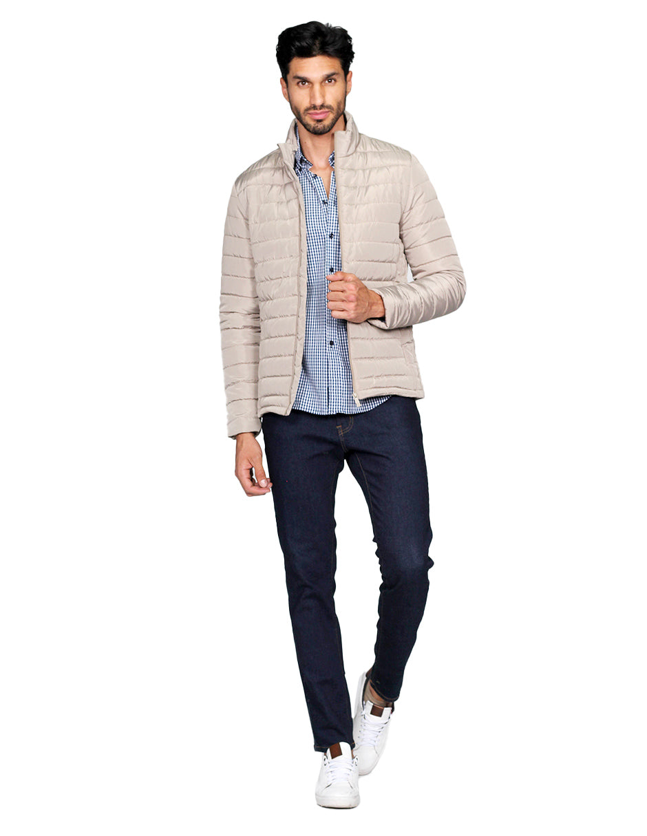 Chamarras Para Hombre Cuello Alto Con Relleno D15102 Beige