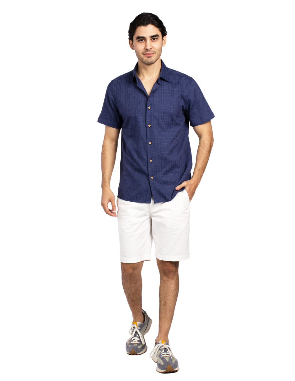 Camisas Para Hombre Dobbie Cuadros B51355 Marino