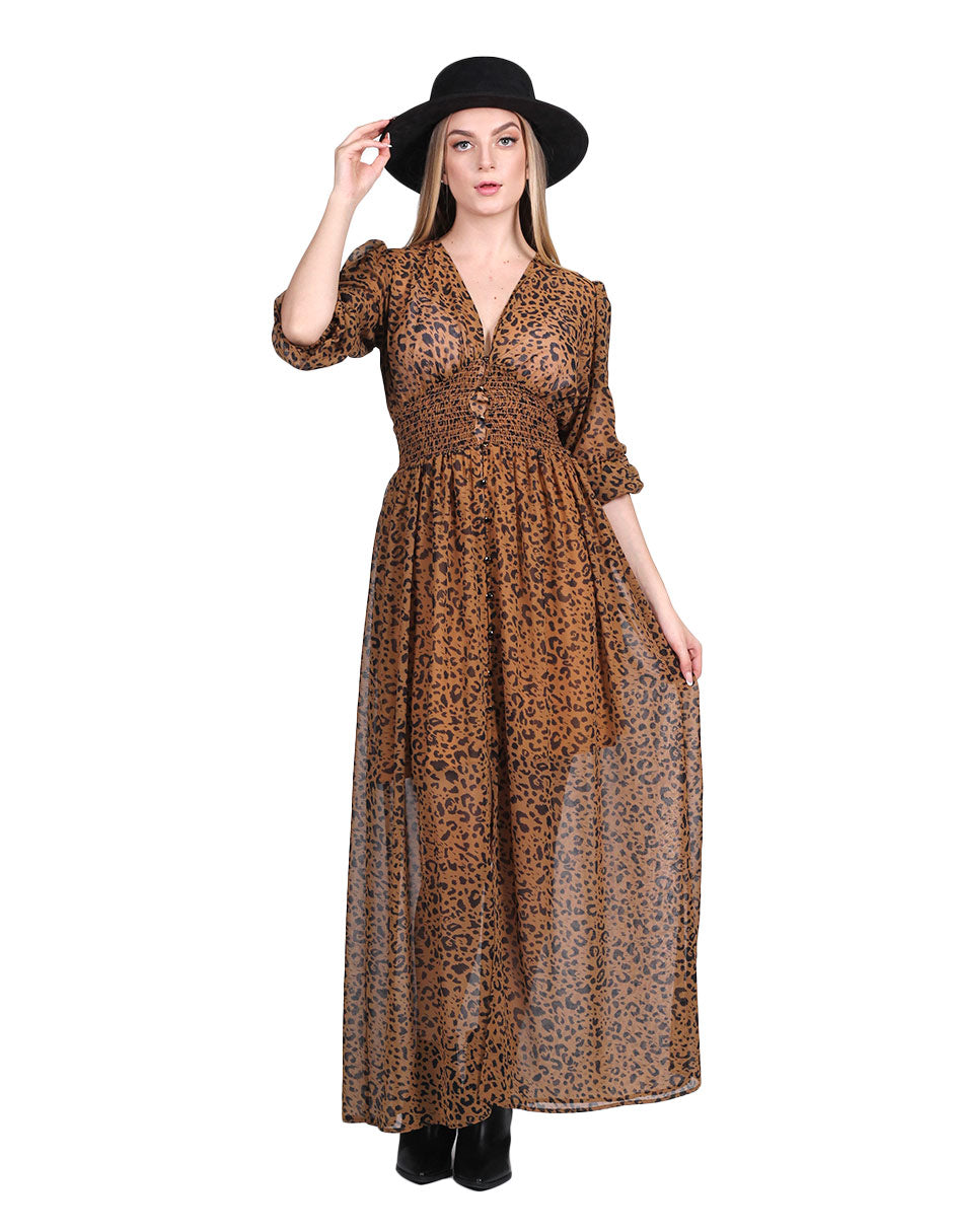 Vestidos Para Mujer Largo Chiffon Animal Print S43113 Unico