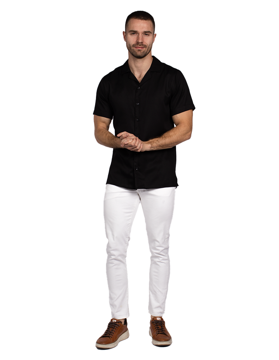 Camisas Para Hombre Relaxed Fit Satinada B51351 Negro