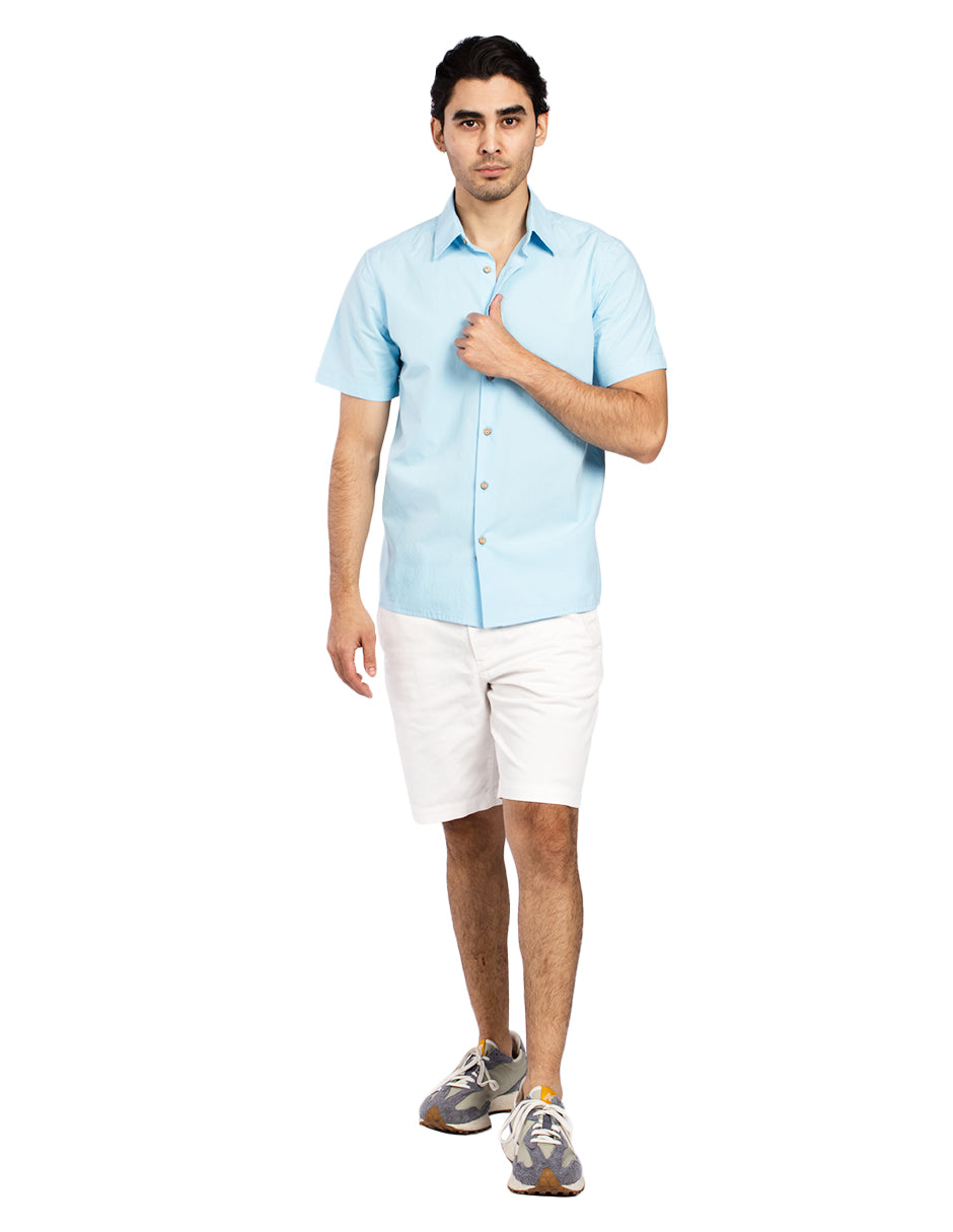 Camisas Para Hombre Regular Fit Recta B51352 Aqua