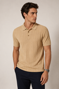Playeras Polo Para Hombre De Tejido Texturizado Acanalado Con Manga Corta A65406 Camel