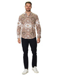 Camisas Para Hombre Manga Larga Estampado Paisley B45503 Olivo