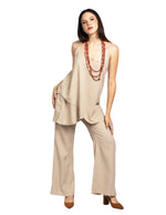 Pantalones Para Mujer Tipo Lino Wide Leg W51116 Arena