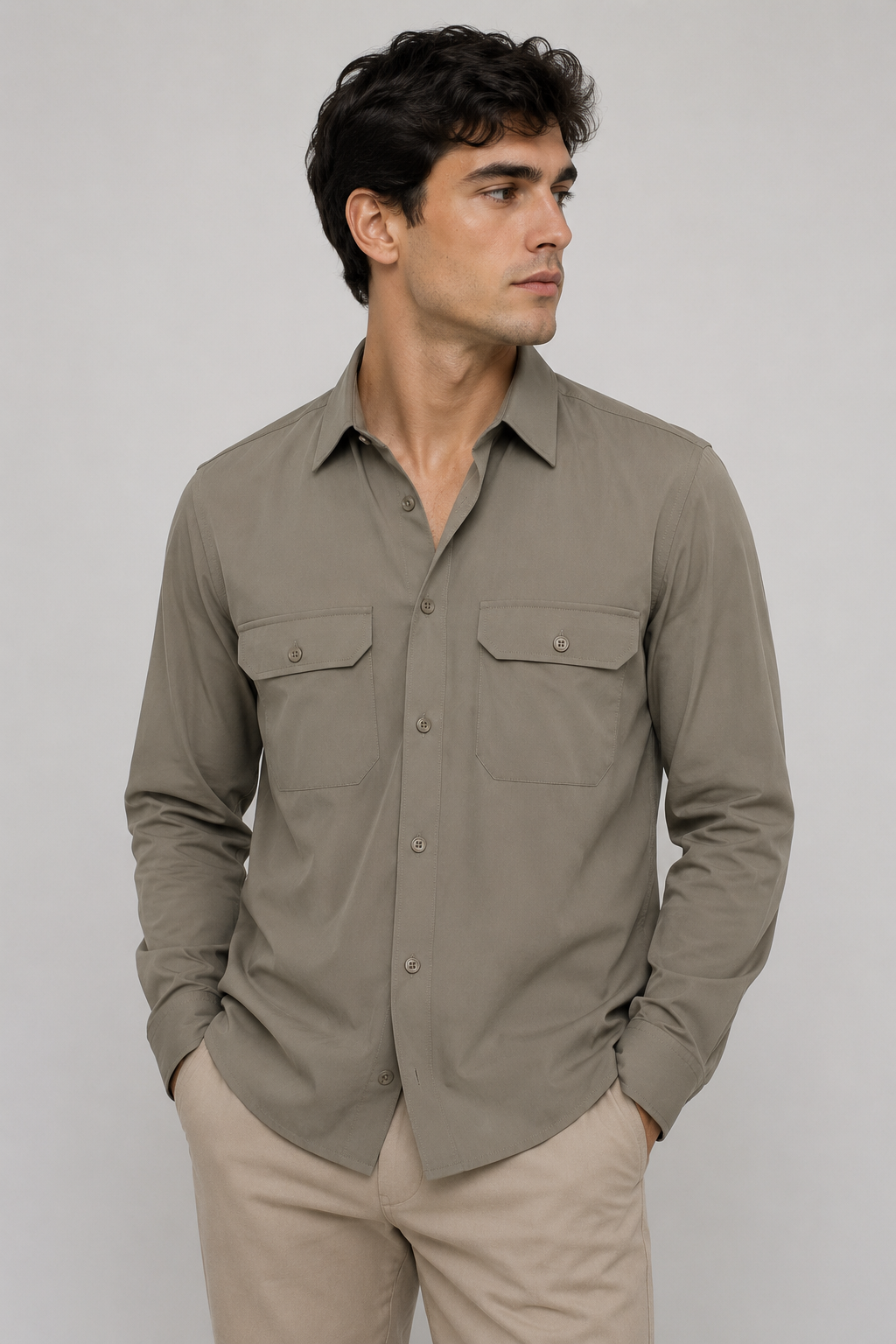 Camisas Para Hombre Super Stretch Non Iron B55410 Kaki