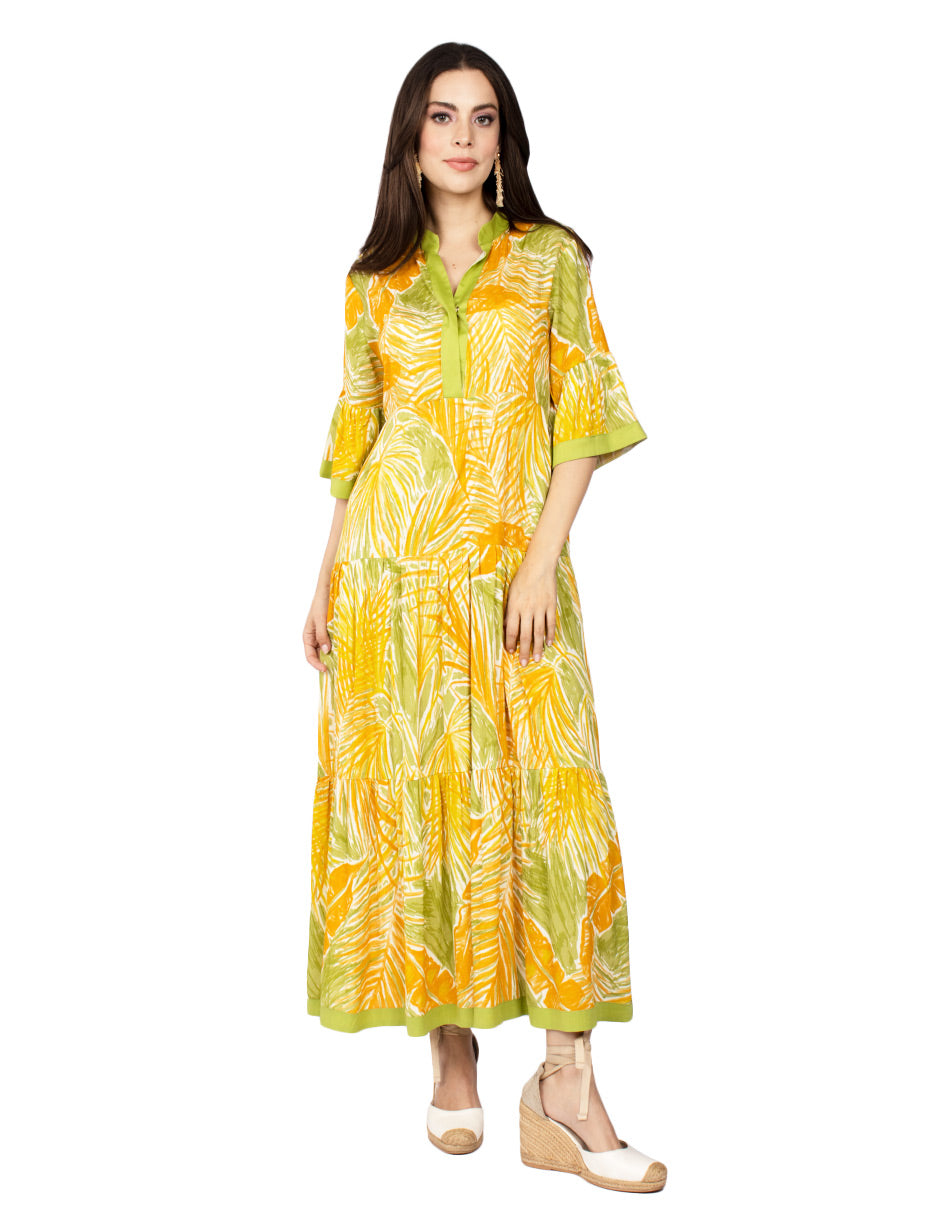 Vestidos Para Mujer Largo Amplio Con Olanes S51128 Unico