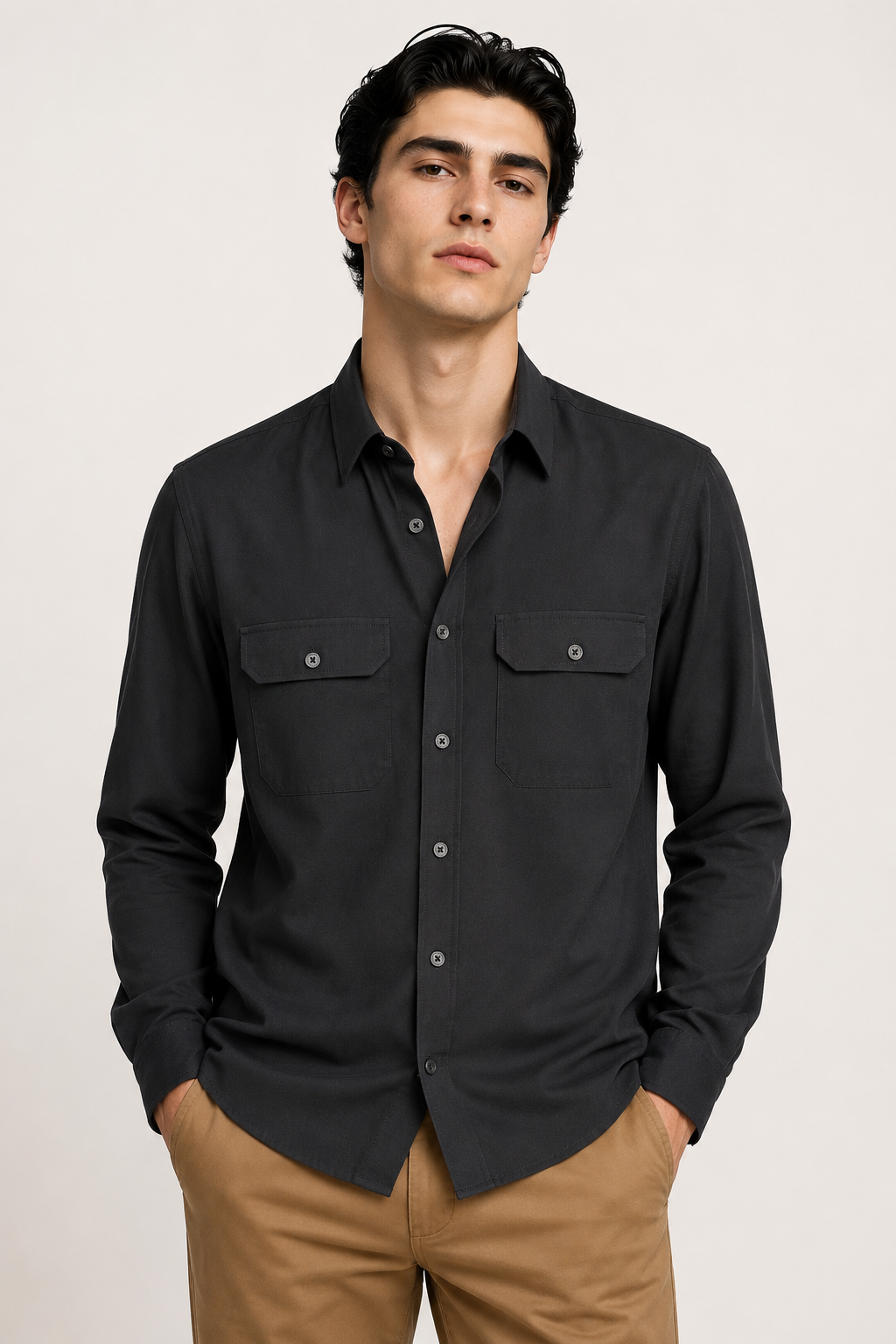 Camisas Para Hombre Super Stretch Non Iron B55410 Negro
