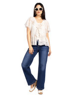 Blusas Para Mujer Translucida Con Olanes N51122 Hueso