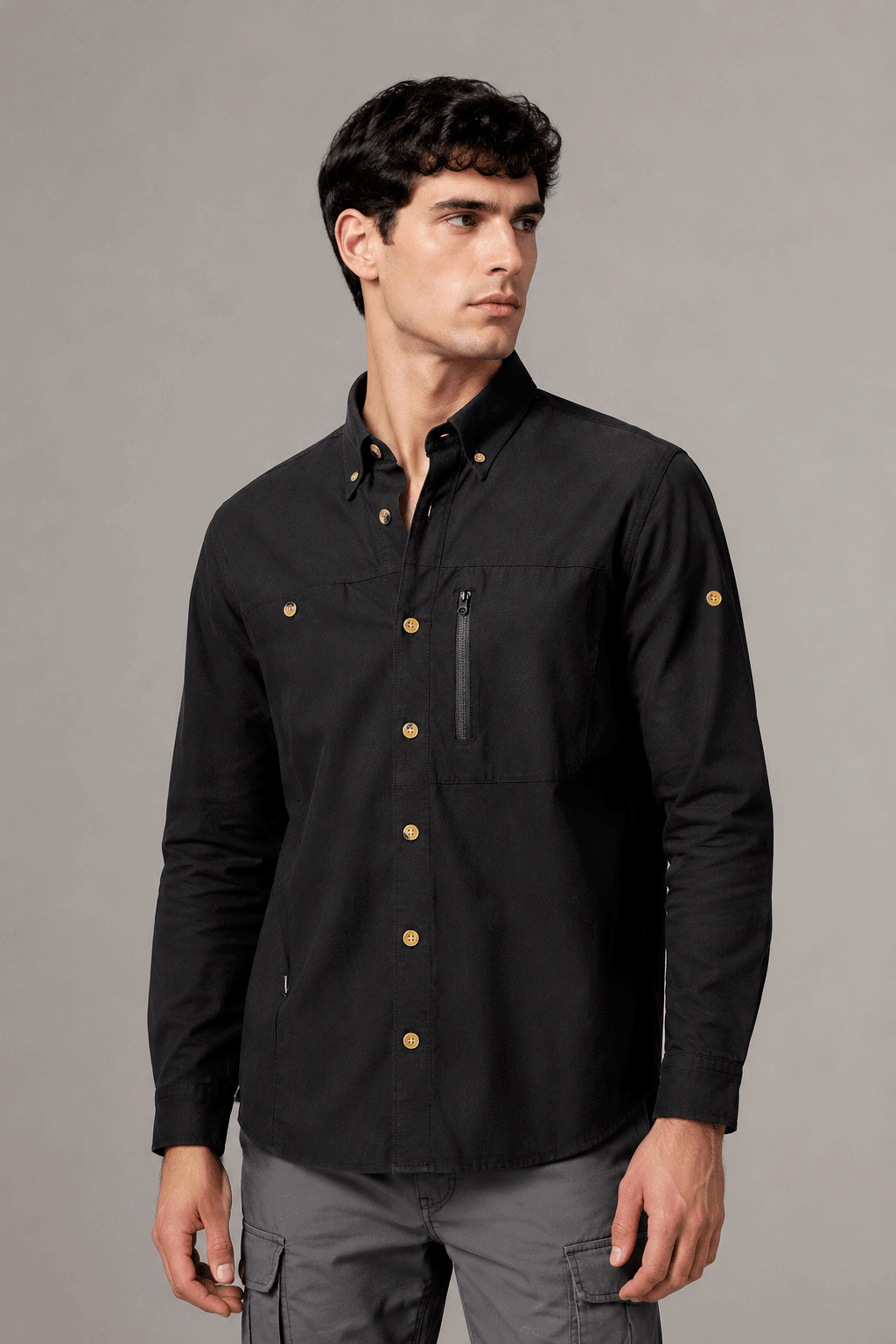 Camisas Para Hombre Outdoor Stretch Ligera B65410 Negro
