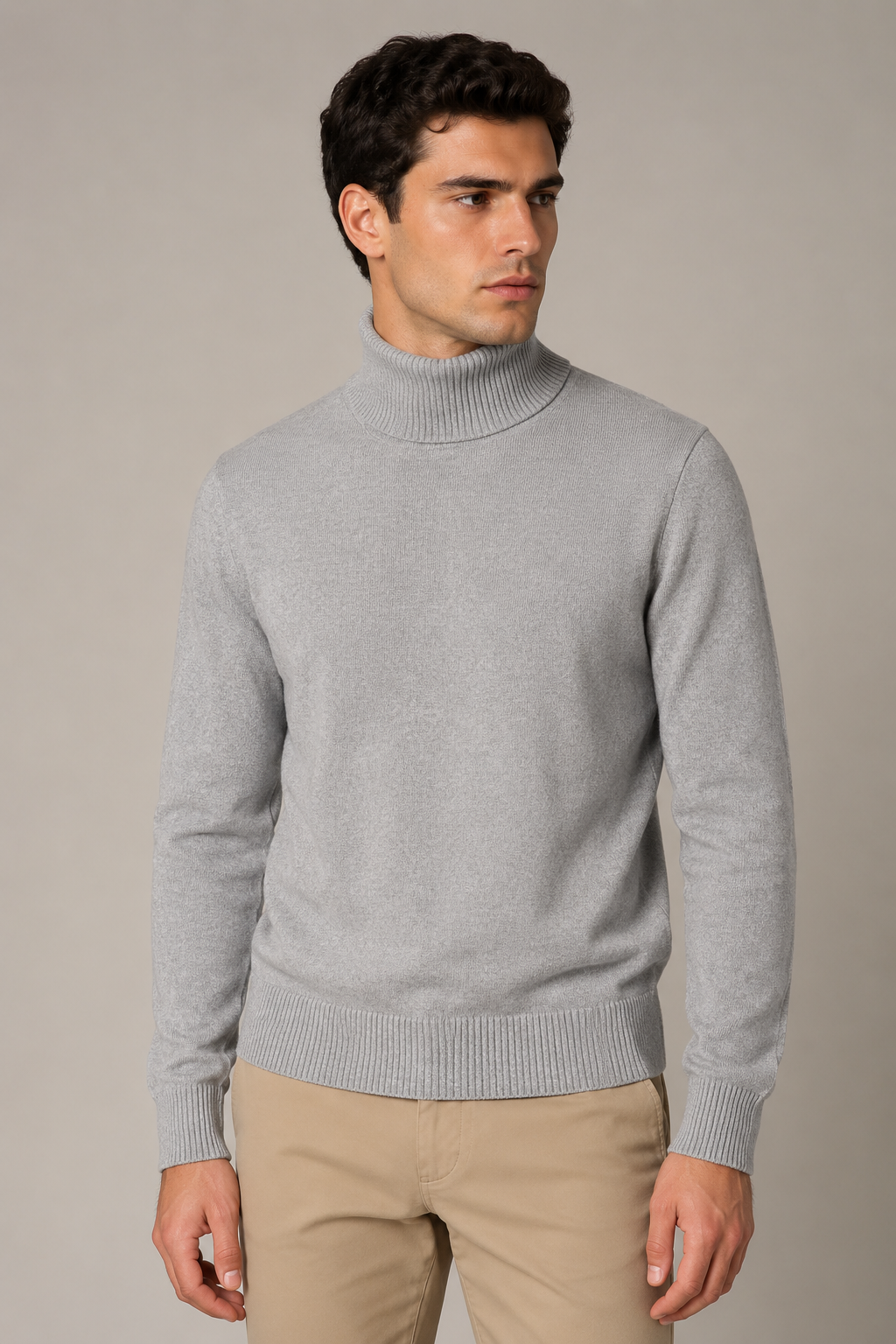 Suéteres Para Hombre Cuello Tortuga De Punto Fino E65303 Gris
