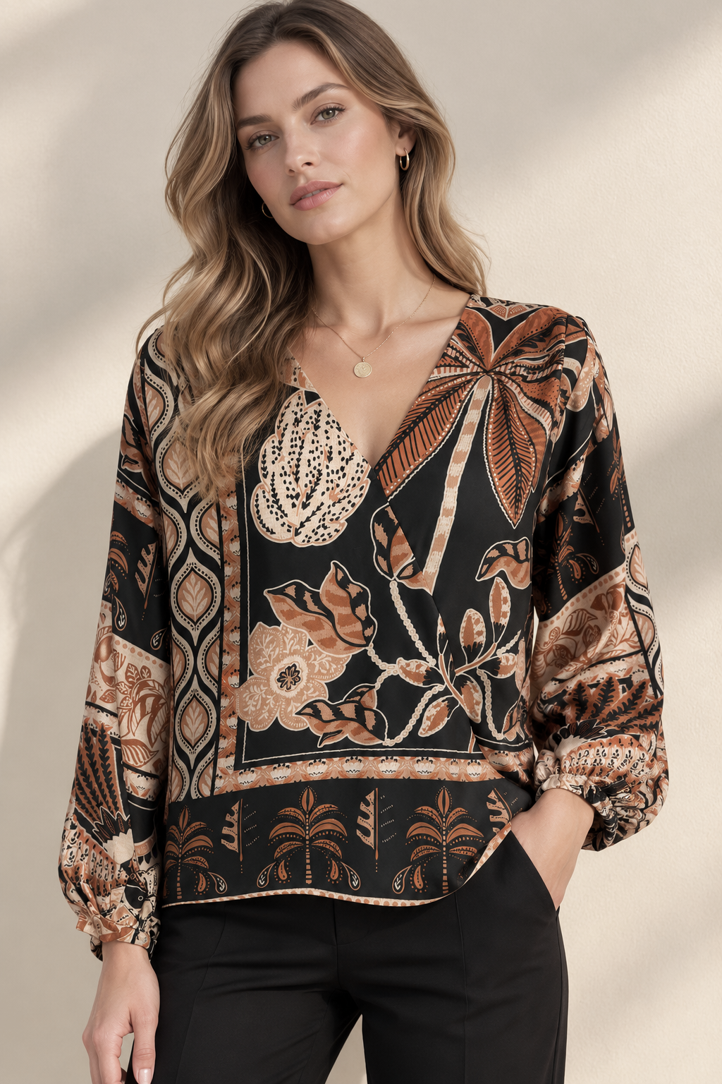 Blusas Para Mujer Cruzada Satinada Fluida N53107 Unico