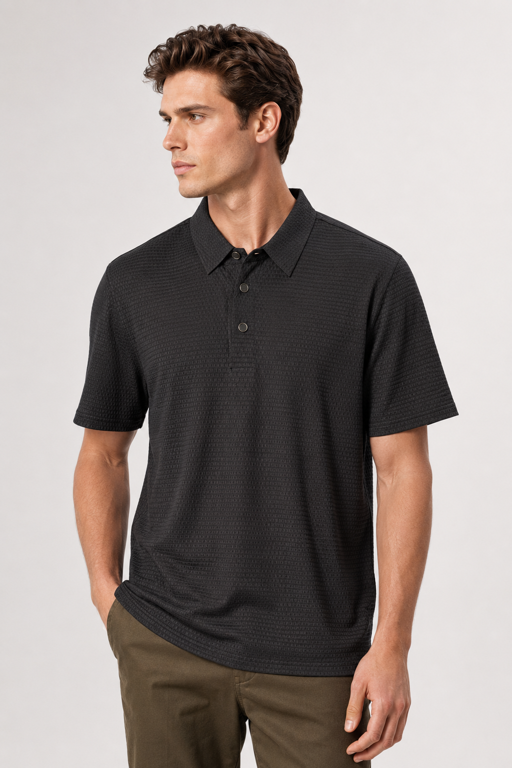 Playeras Polo Para Hombre Teach Microperforada De Manga Corta A65412 Negro