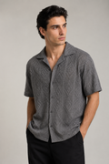 Camisas Para Hombre Tejida con Diseño de Rombos B65455 Gris