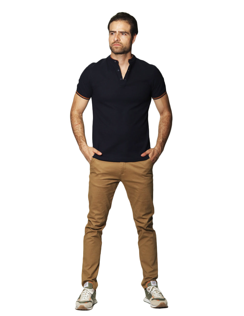 Playeras Polo Para Hombre Cuello Mao A45401 Marino