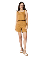 Blusas Para Mujer Top Lino Con Escote De Tirantes N51153 Camel