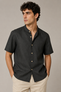 Camisas Para Hombre Tipo Lino Cuello Mao B61552 Negro