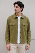 Sobrecamisas Para Hombre Suede De Doble Bolsillo Con Tapa B65413 Olivo