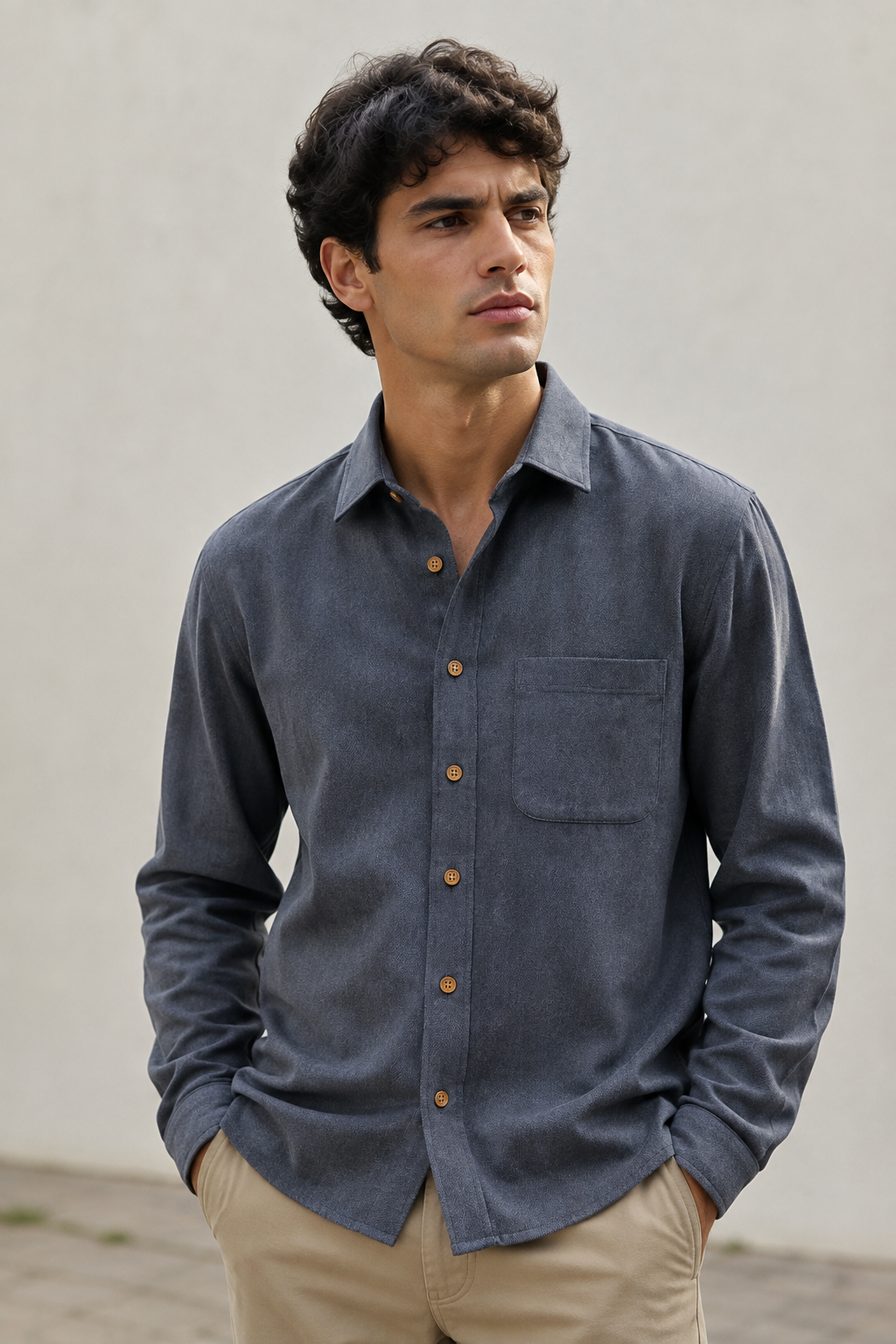 Sobrecamisas para Hombre Ligera de Algodón B65319 Azul