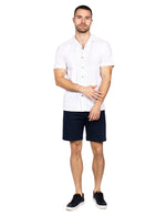 Camisas Para Hombre Jacquard De Manga Corta B51361 Blanco
