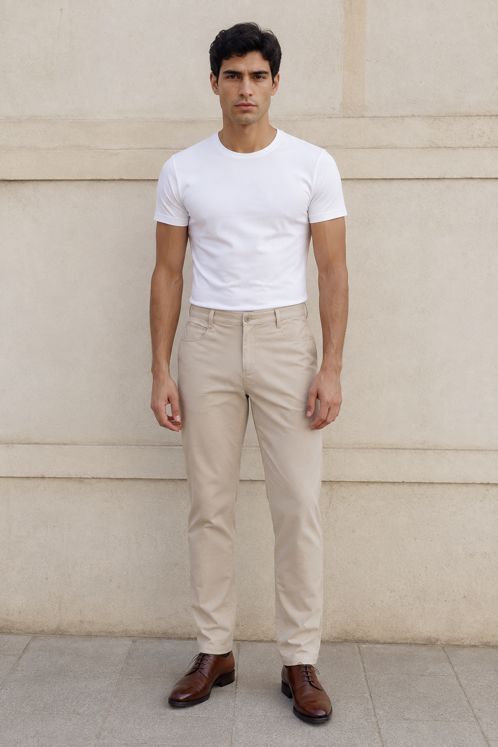 Pantalones Para Hombre Formal Casual Regular Fit GFIVE Beige
