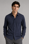 Camisas Para Hombre Piqué De Punto Super Stretch Non Iron B55405 Marino