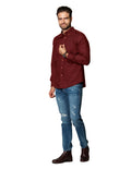 Camisas Para Hombre Bobois Moda Casuales Con Tejido Jacquard De Manga Larga Slim Fit B35112 Vino