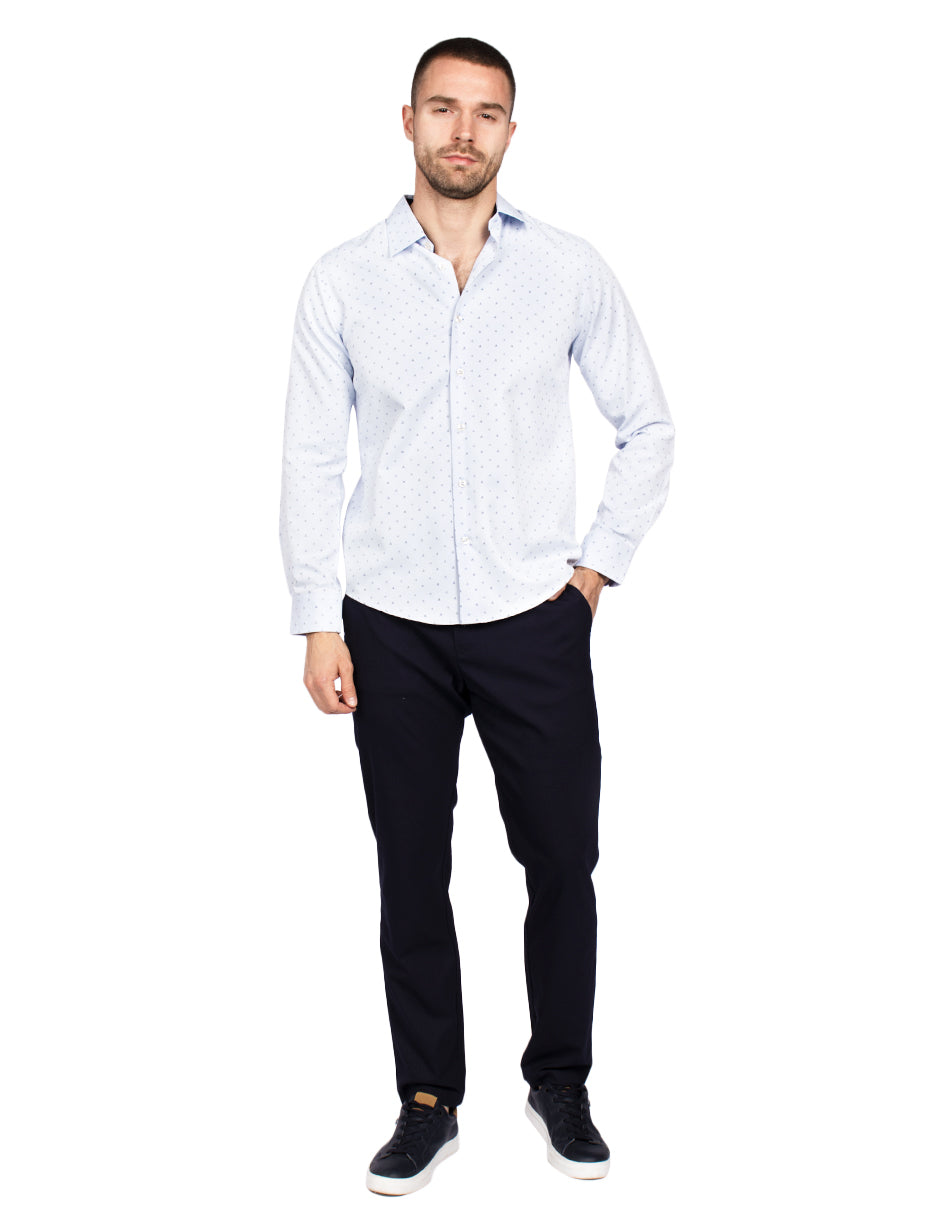 Camisas Para Hombre Slim Fit Microestampado B51317 Cielo