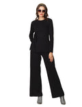 Pantalones Para Mujer Acampanados Comodos Con Resorte W43125 Negro