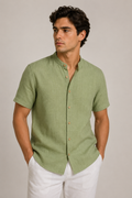 Camisas Para Hombre Tipo Lino Cuello Mao B61552 Olivo