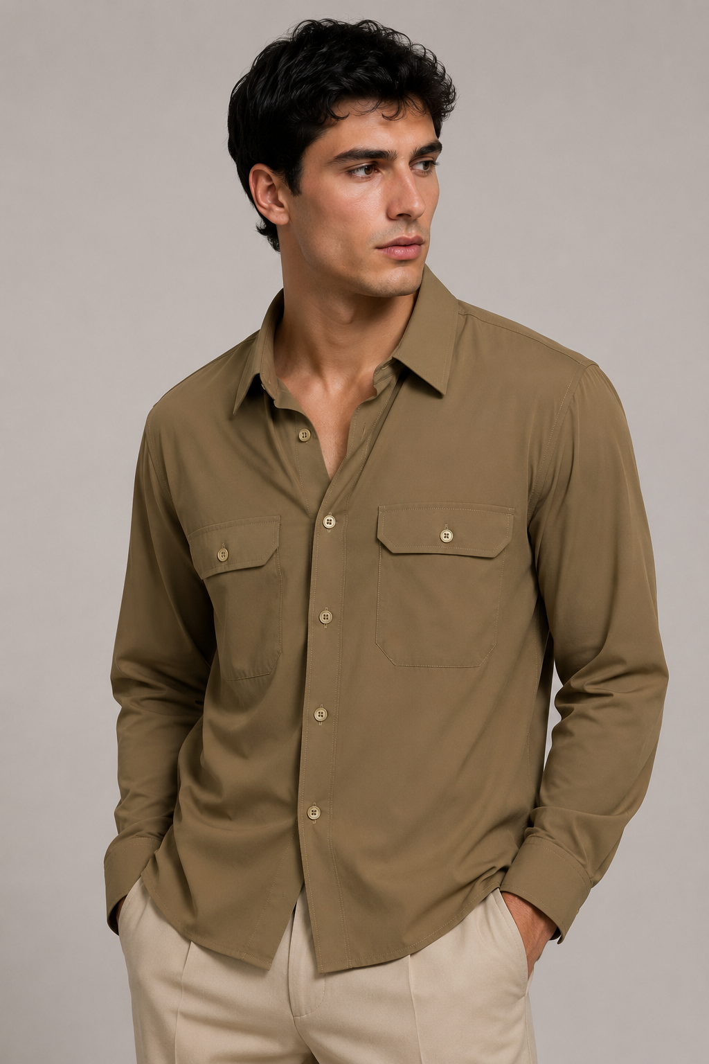 Camisas Para Hombre Super Stretch Non Iron B55410 Camel