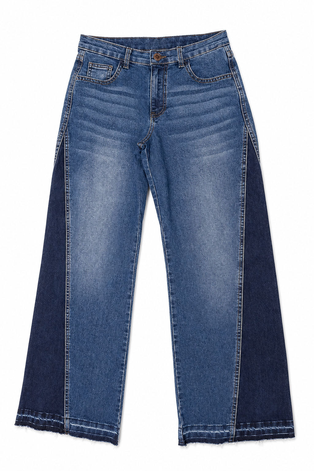 Jeans Para Mujer Wide Leg Bicolor V61101 Stone
