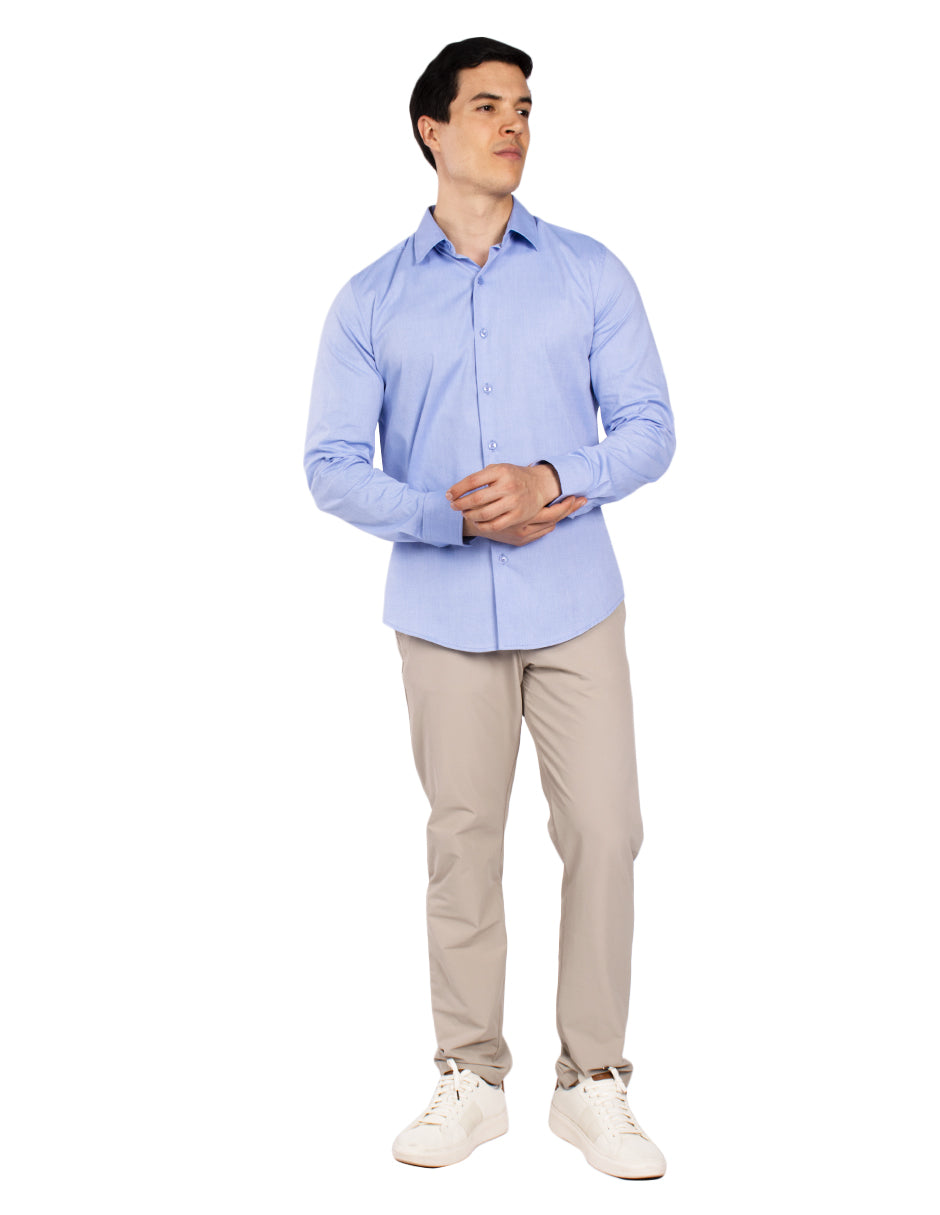 Camisas Para Hombre Regular Fit Stretch B51301 Azul