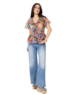 Blusas Para Mujer Translucida Floreada Con Olanes N51129 Unico