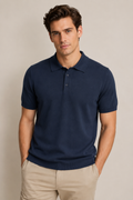 Playeras Polo Para Hombre de Punto Lisa Slim Fit A61453 Marino