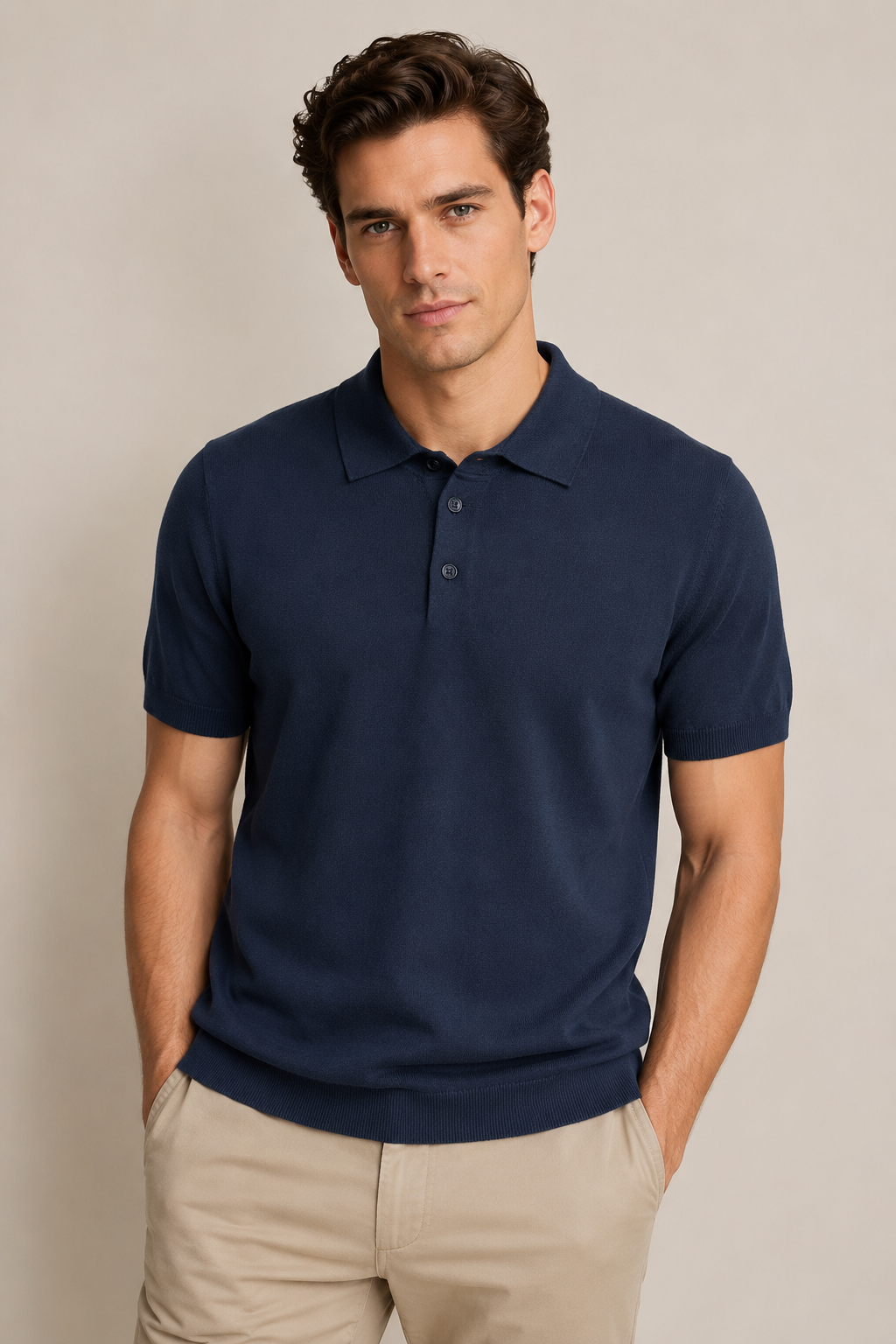 Playeras Polo Para Hombre de Punto Lisa Slim Fit A61453 Marino