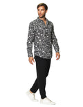 Camisas Para Hombre Manga Larga Estampada B45523 Negro