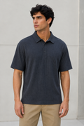 Playeras Polo Para Hombre Premium Con Textura A55405 Azul