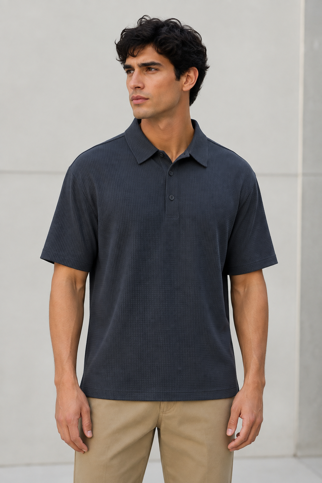 Playeras Polo Para Hombre Premium Con Textura A55405 Azul