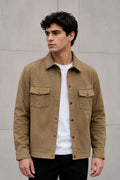 Sobrecamisas Para Hombre Suede De Doble Bolsillo Con Tapa B65413 Café